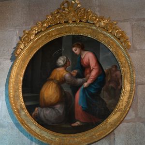 Tondo de la Visitación (1808) por Gregorio Ferro en el Museo de la Catedral de Santiago. Óleo neoclásico sobre el encuentro de María e Isabel.