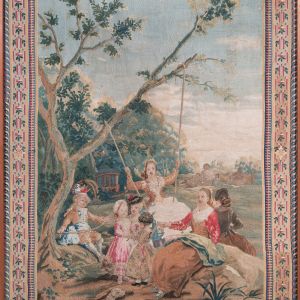 Tapiz "El columpio" de Goya en el Museo de la Catedral de Santiago. Escena costumbrista infantil y arte textil de la Real Fábrica de Santa Bárbara.